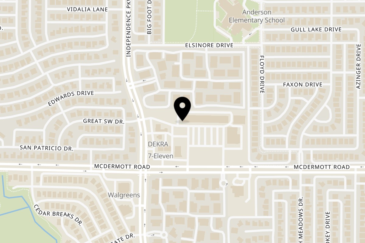 Map showing the location of Niki's Italian Restaurant on 2865 McDermott Rd #235 in Plano